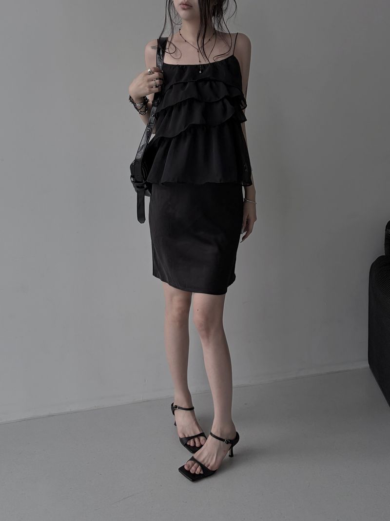 satin slip midi skirt (2color)