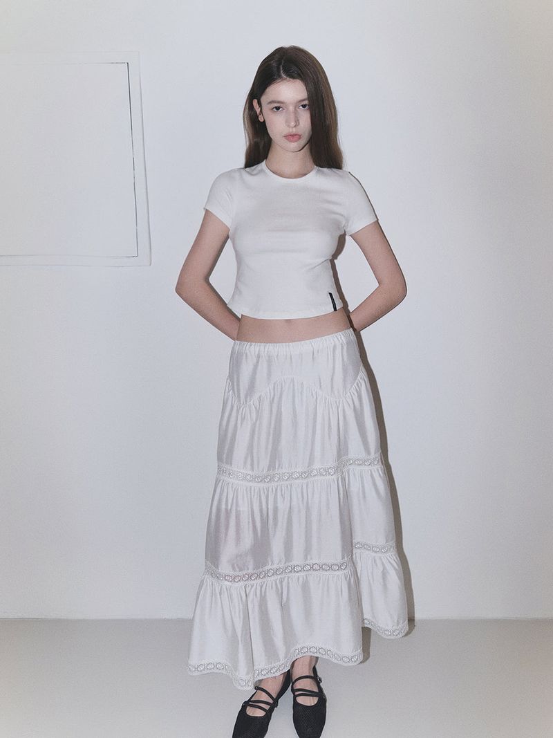 ORIGHH(オライ)の「Floral Lace Tiered Skirt_White(Skirts)」