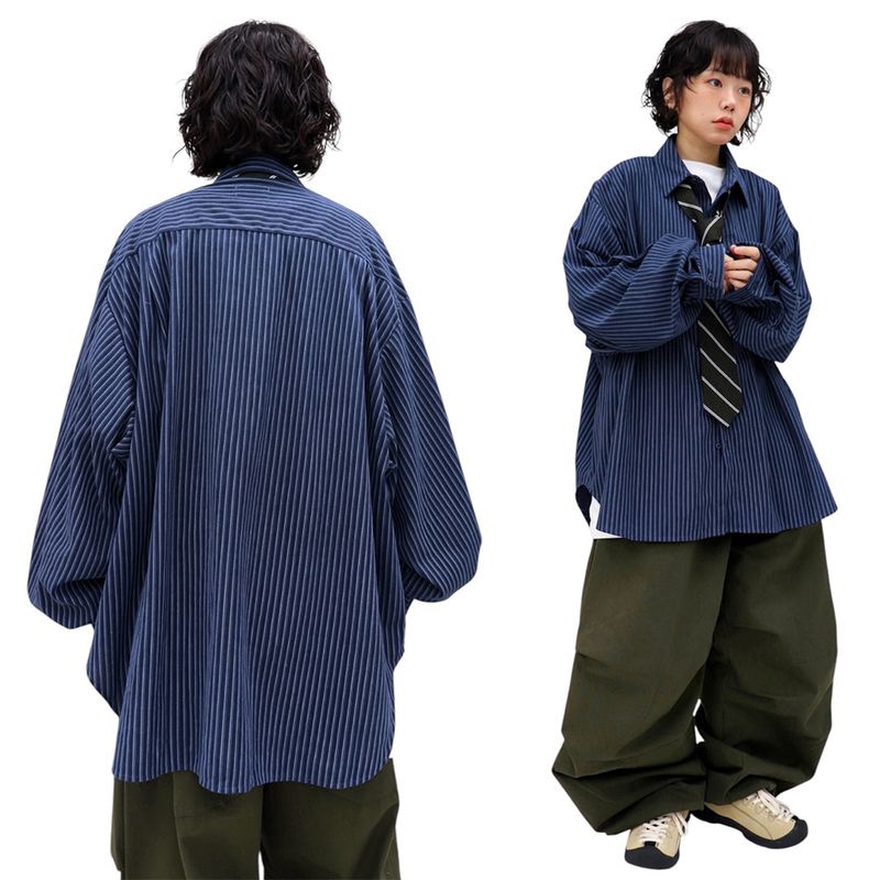 Oversized Stripe Balloon Shirt