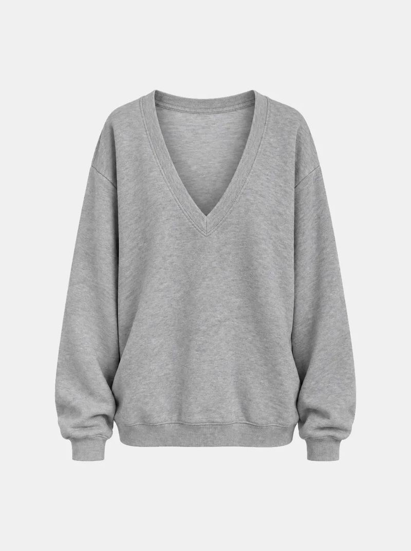 Deep V-Neck Loose Sweatshirt