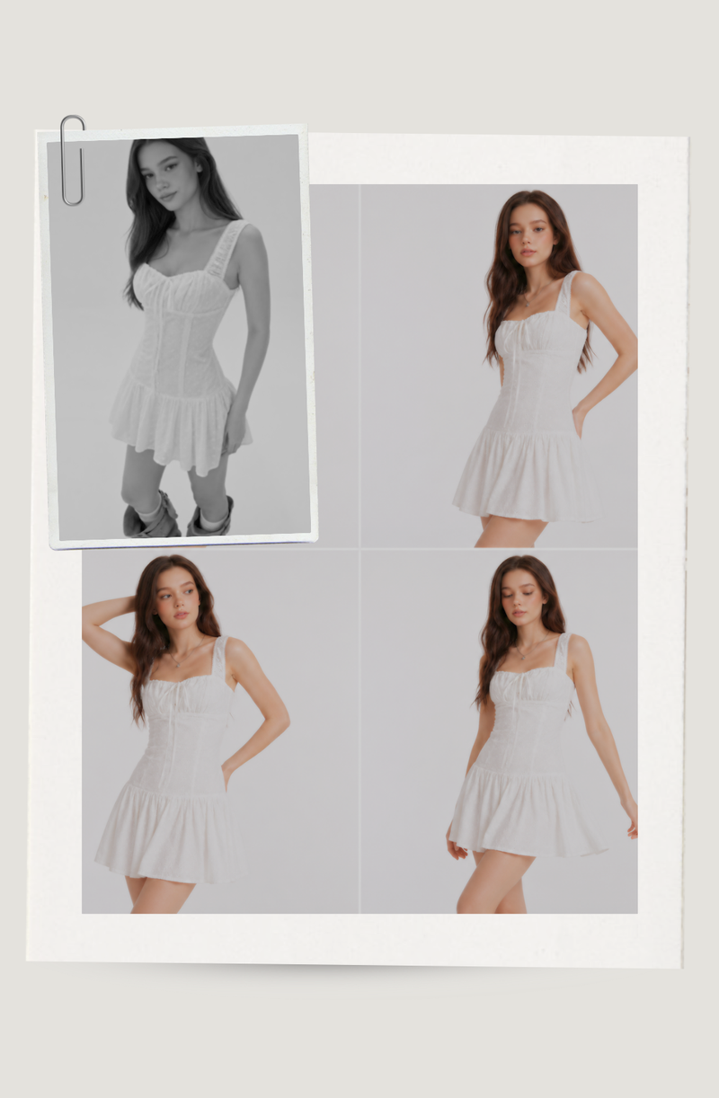 White Bustier Punching Dress Set