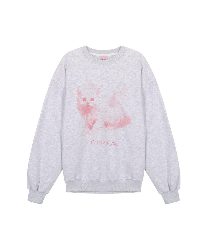 ITZAVIBE（イッザバイブ）の「CAT BLESS YOU MTM - LIGHT GRAY（Tops）」