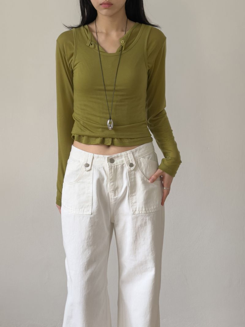 818 Cotton Bootcut Wide Pants
