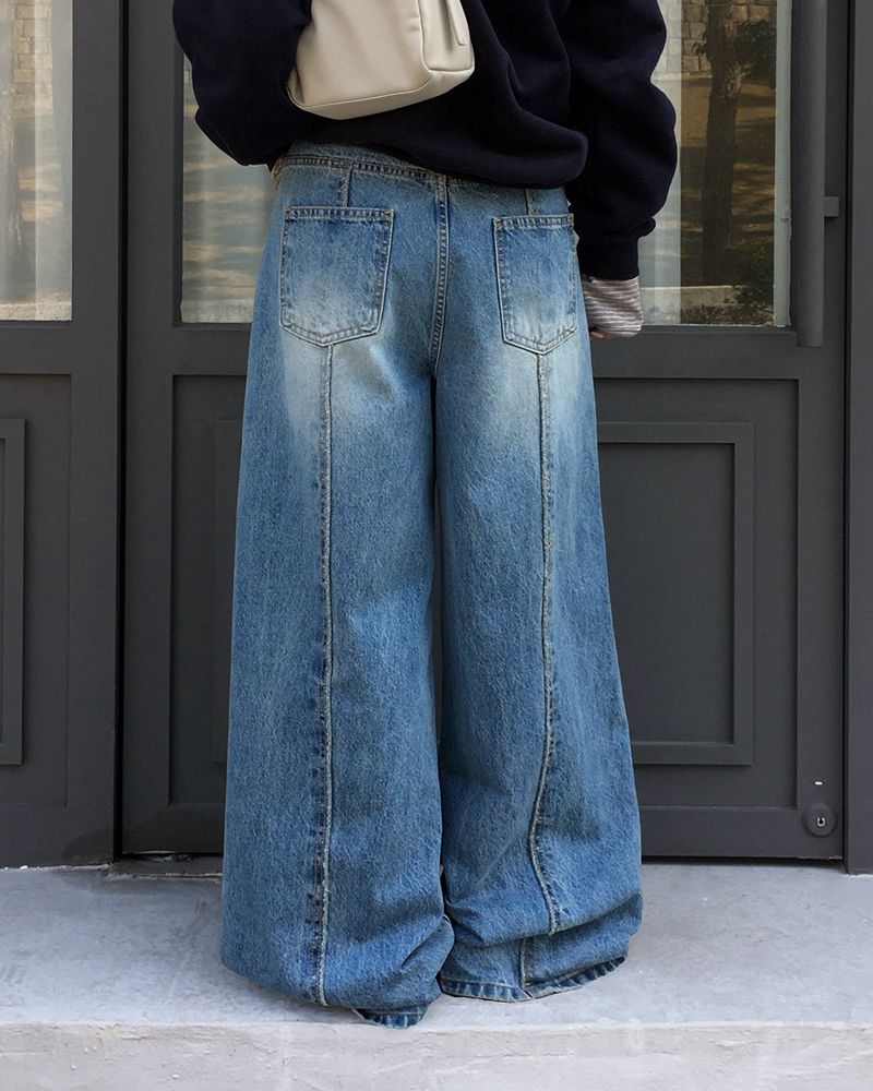 [ORIGINAL] Crew Contrast Wide Denim Pants