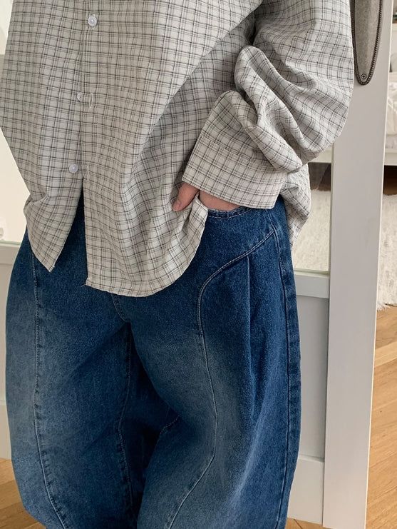 Tele Side Pintuck Wide Denim Pants