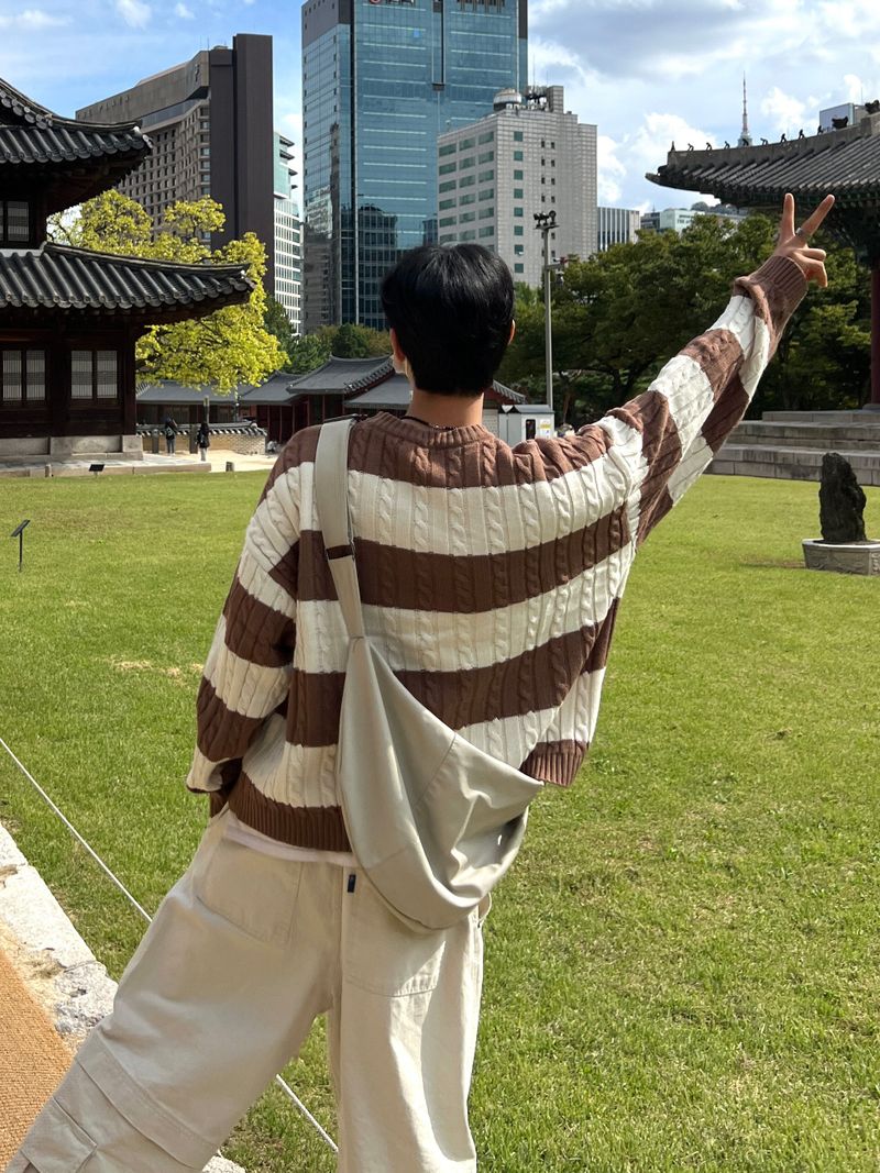 Oversized Striped Cable Knit (4 colors)