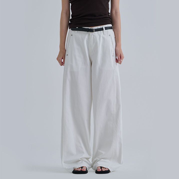 [Moriton] Rivet Cotton Wide Pants -2color