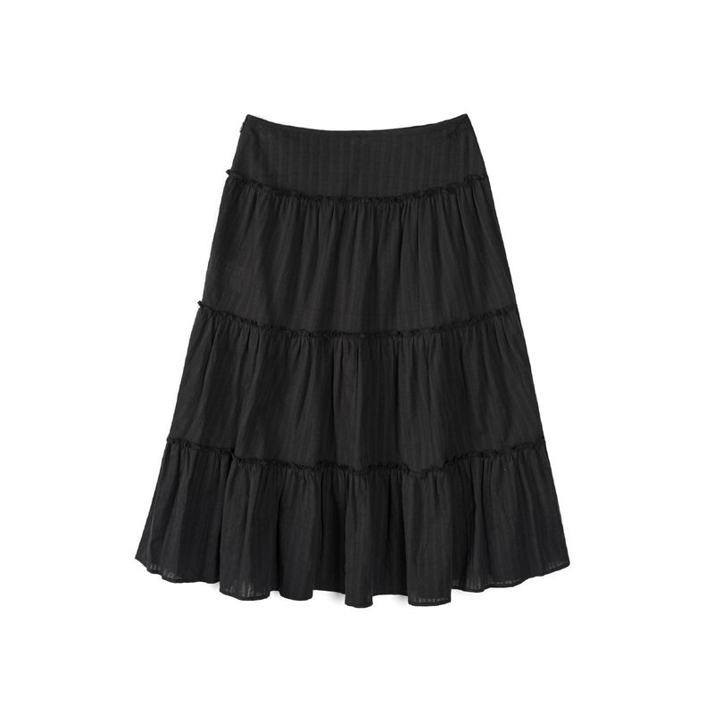 JACQUARD TIERED SKIRT (BLACK)