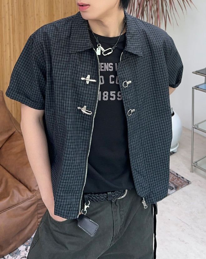 Sedon buckle check shirt jacket