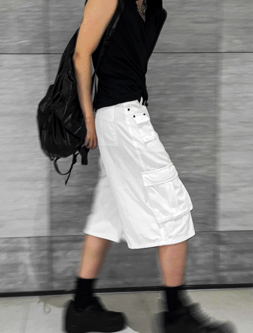 Multi-Pocket Cargo Bermuda Shorts
