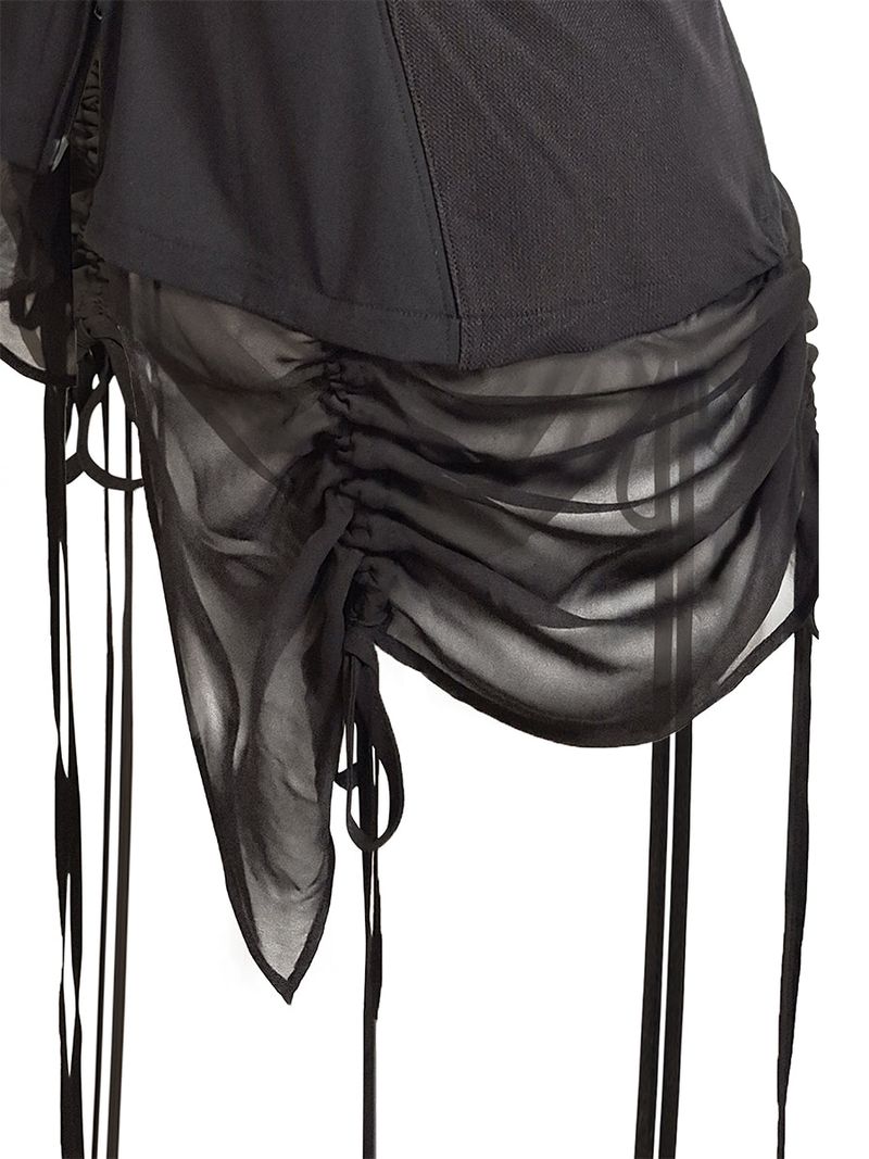  CURVED ZIP-UP SHIRT WITH LAYER . DARK BROWN