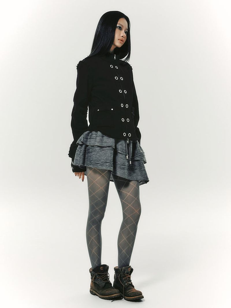 TWIST FRILL SKIRT GREY