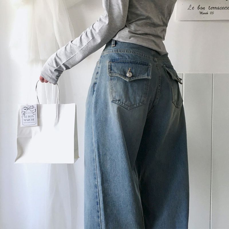 [BELLIDE MADE] Shearing, back pocket denim wide pants