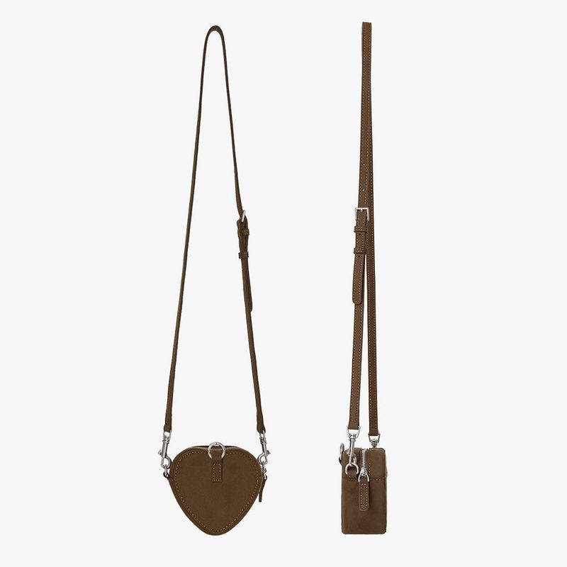 HEART SUEDE MINI BAG (BROWN)