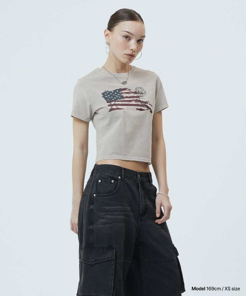 WASHED FLAG CROP TEE