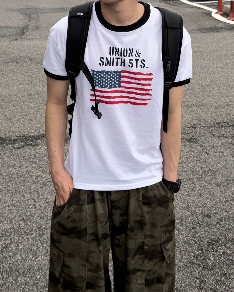 Loue American Flag Ringer Muscle Tee