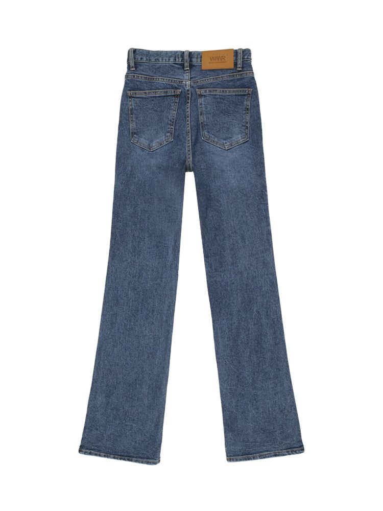 W52 LONG SEMI BOOTS CUT DENIM PANTS_MEDIUM BLUE
