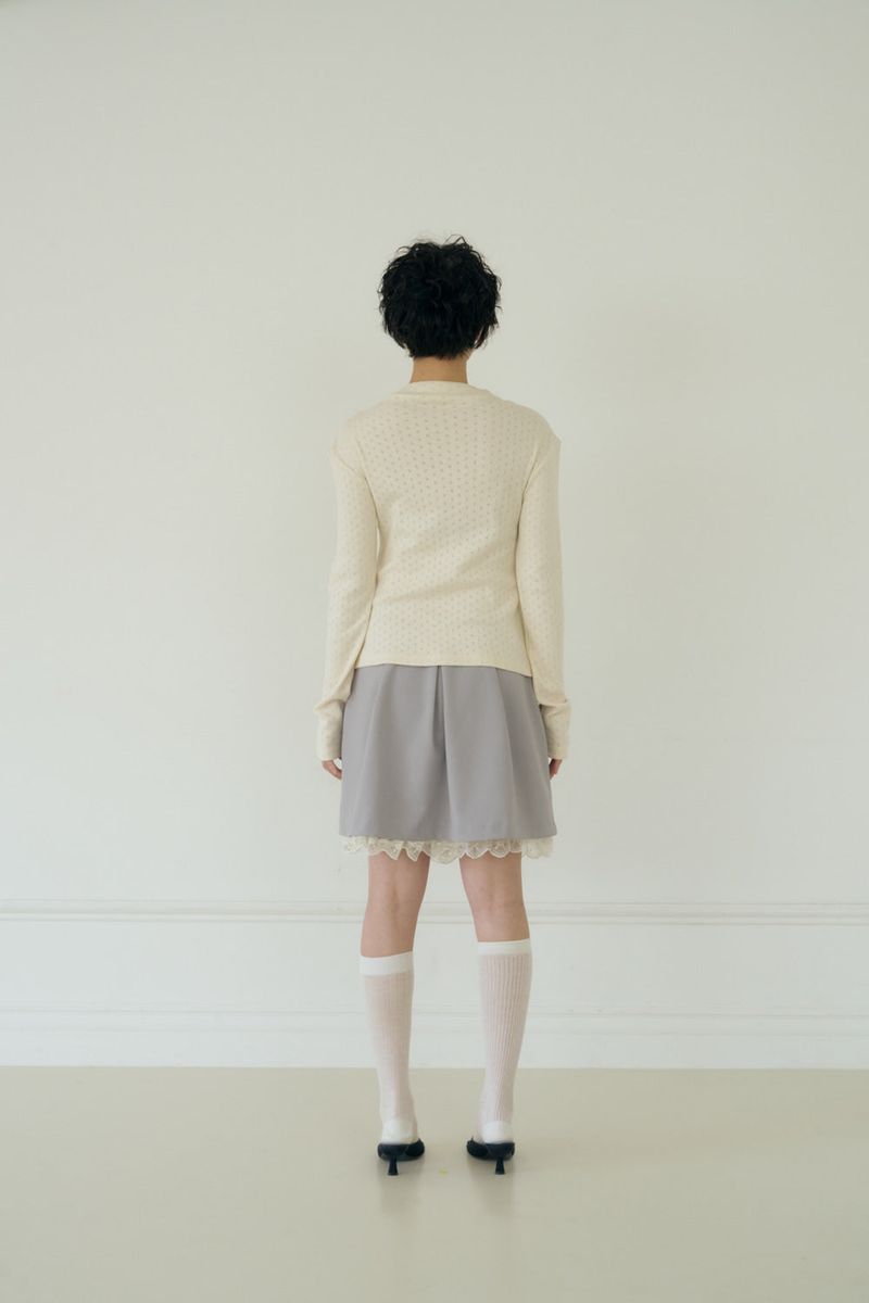 BOW MINI DOT LACE SKIRT (GREY)