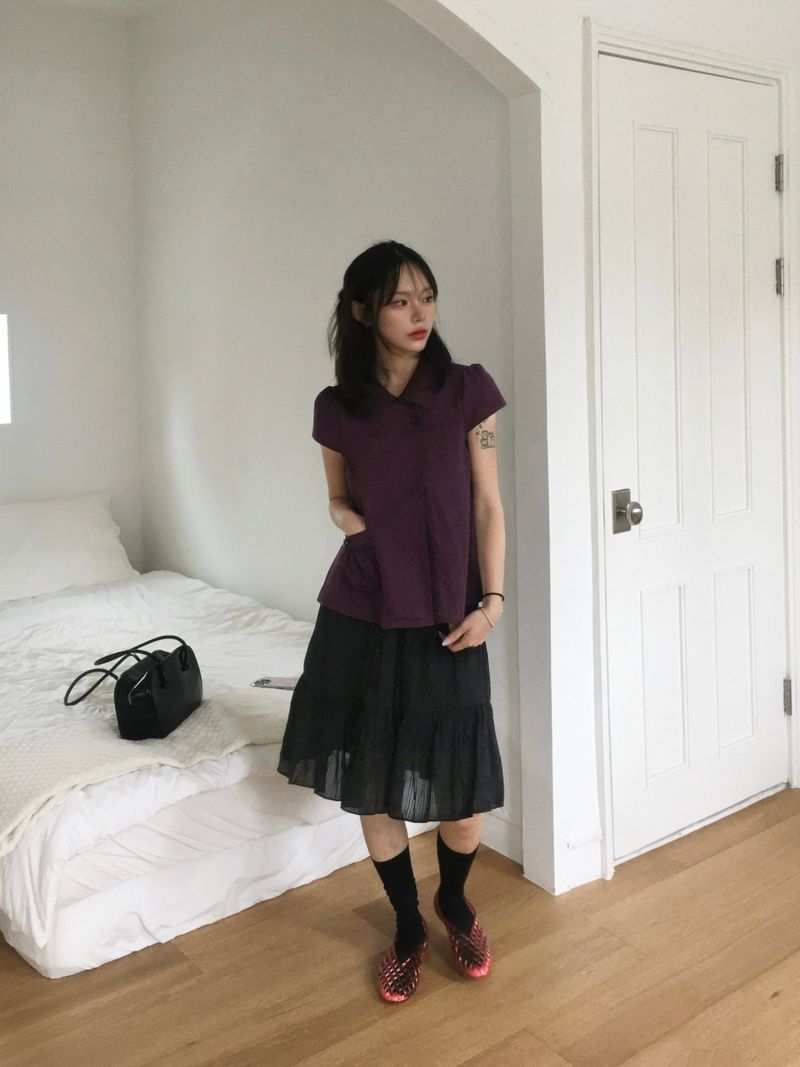 Mori two-button collar pocket blouse (4c)