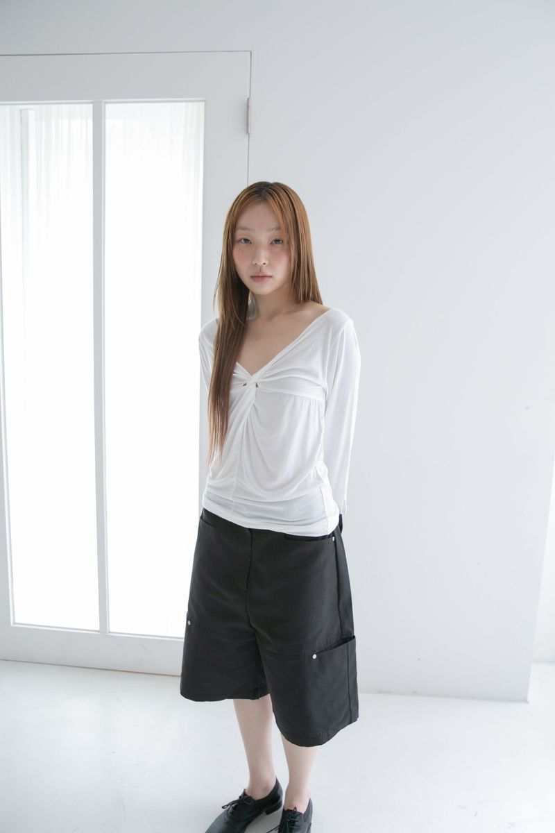 twist capri sleeve top(2colors)