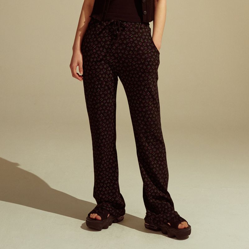 WKG Flower semi bootcut long pants