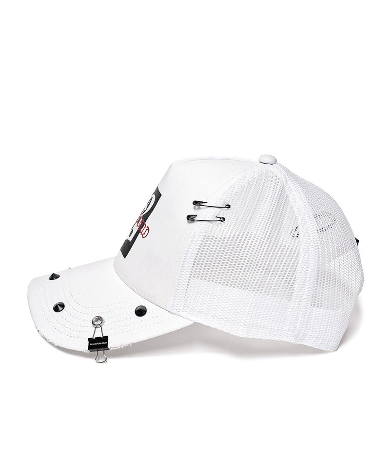 BBD Graphic B Logo Stud Trucker Mesh Cap (White)