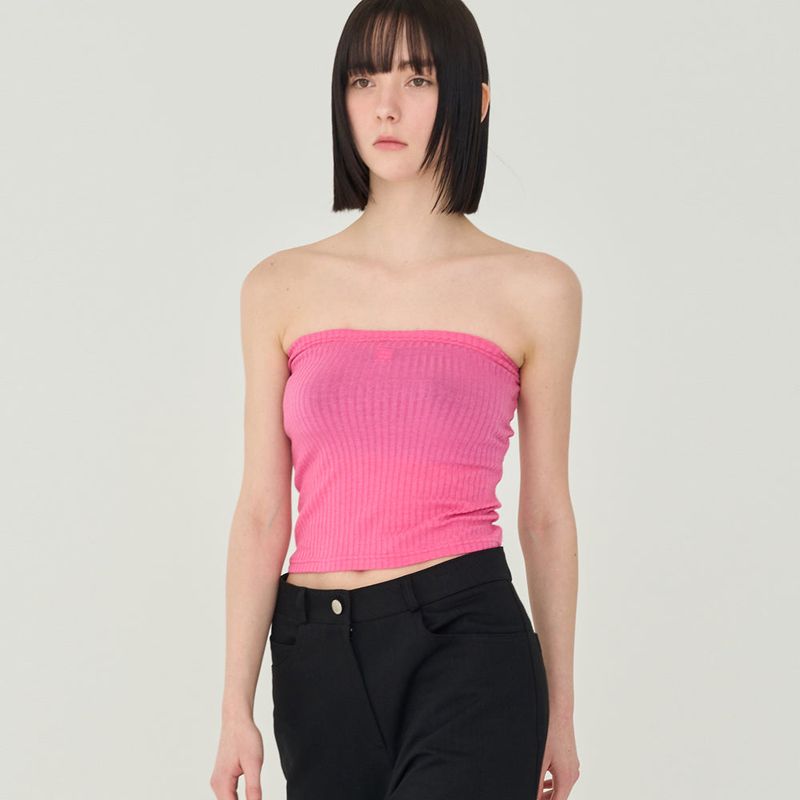 LOGO STRIPE STRAP TUBE TOP (PINK)