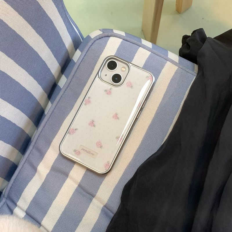 [MADE][Glass Silver Bumper Case]  Rose Stitch Knit Case