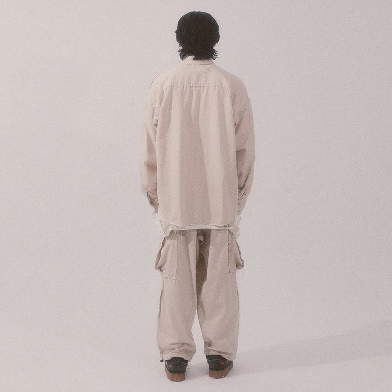grunge wide cargo pants_lightbeige