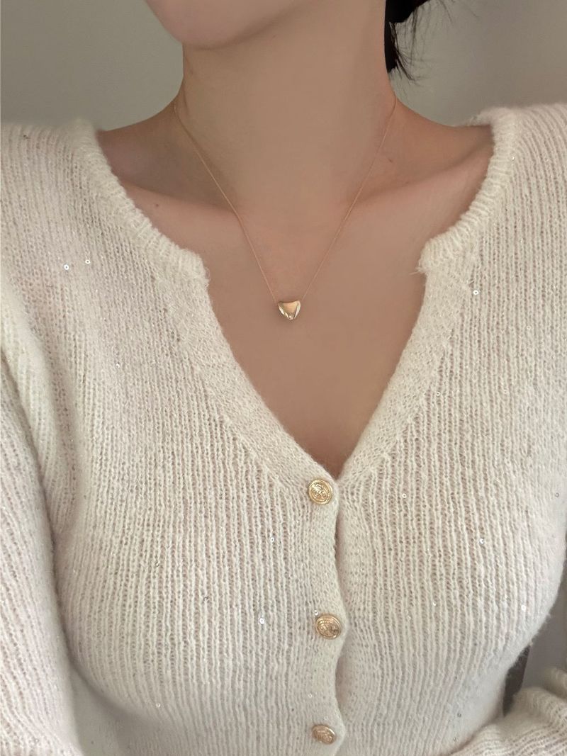 [2 size] simple ball heart necklace