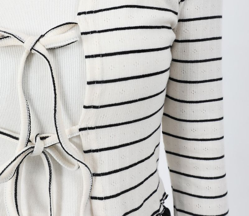 Stripe Ribbon Knit Cardigan
