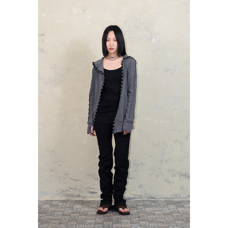 DIAGONAL HOOK N EYE RAGLAN HOODIE