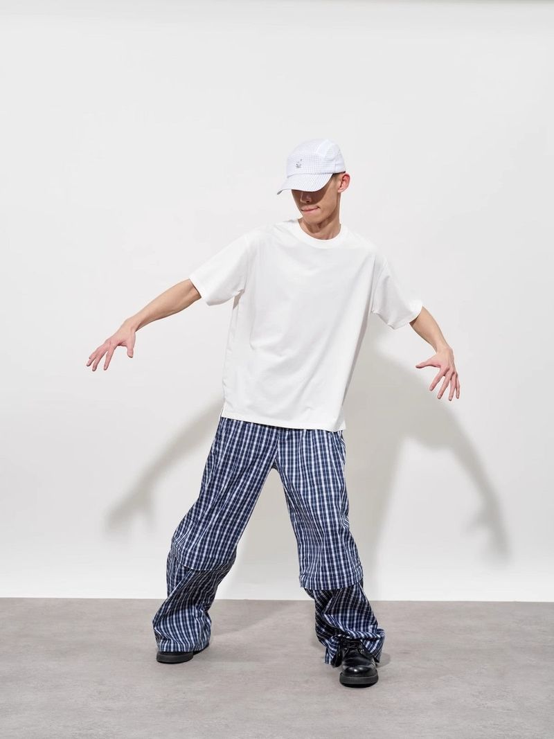 FMACM 2-in-1 Removable Checkered Stripe Contour Lounge Pants