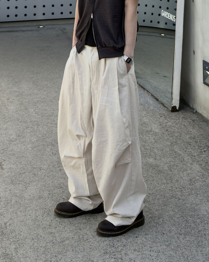 Aven Linen Two-Tuck Wide Pants