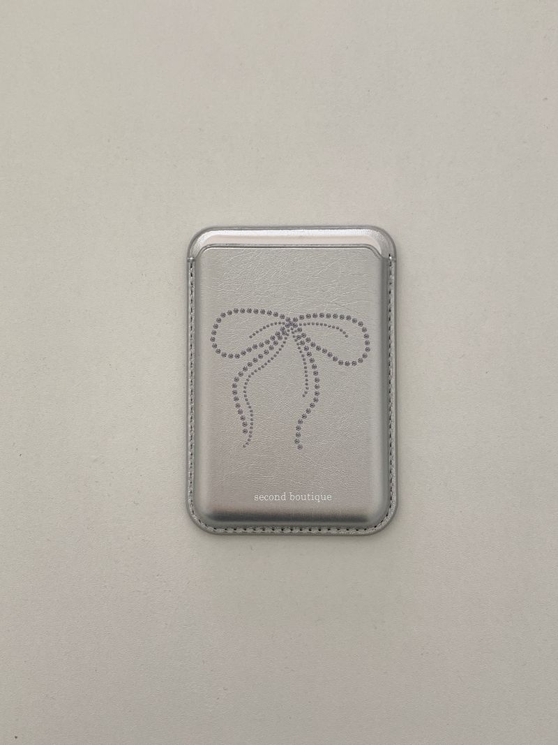 [MADE]  Twinkle ribbon magsafe card wallet(ver.2)_SILVER