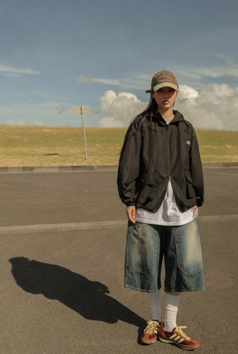 Oversize Pintuck Windbreaker