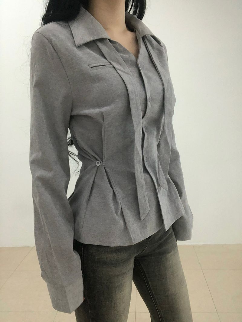 Dual Tie Pintuck Line Shirt