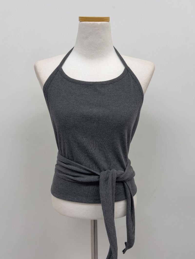 Monty Ribbed Wrap Halterneck Sleeveless