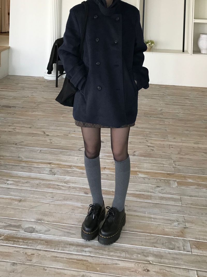 High-neck double coat (2 colors)