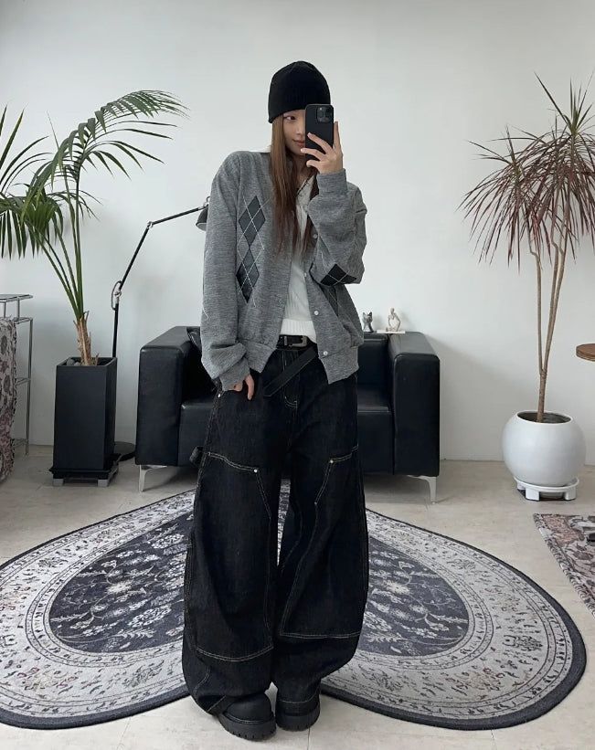 Defen Carpenter Wide Denim Pants