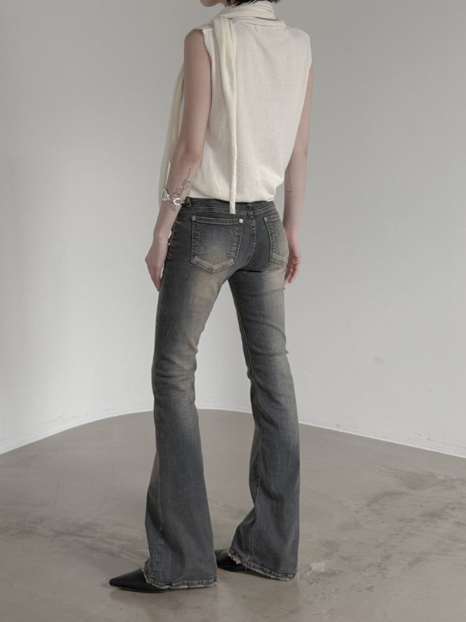 Sand Tin Washed Raw Bootcut Denim