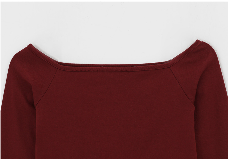 [B-BASIC] Standard Off Shoulder Long Sleeve Tee