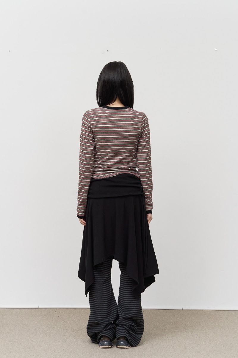 (W) Candy Fleece Striped Top