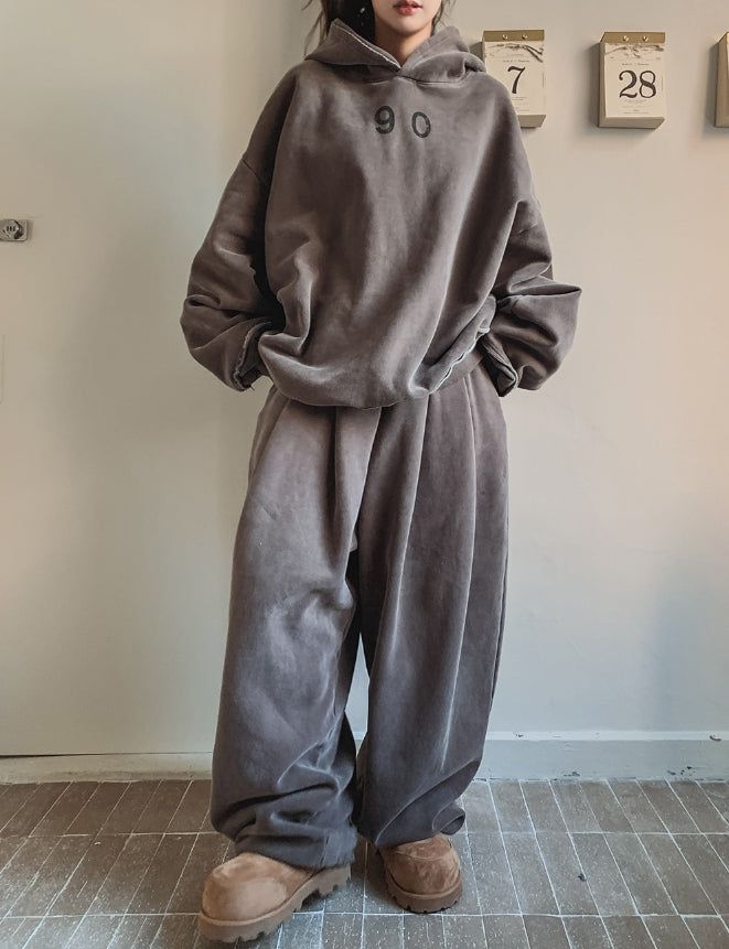 90 Pigmented Brushed Balloon Pintuck Pants