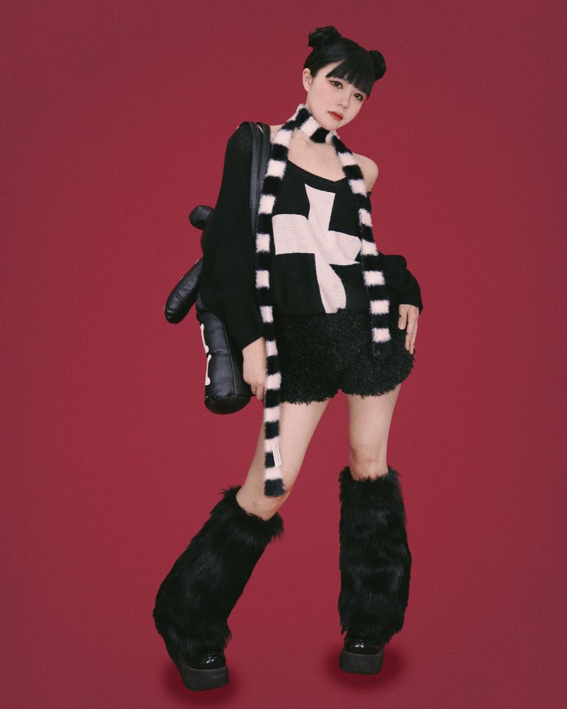 striped angora muffler