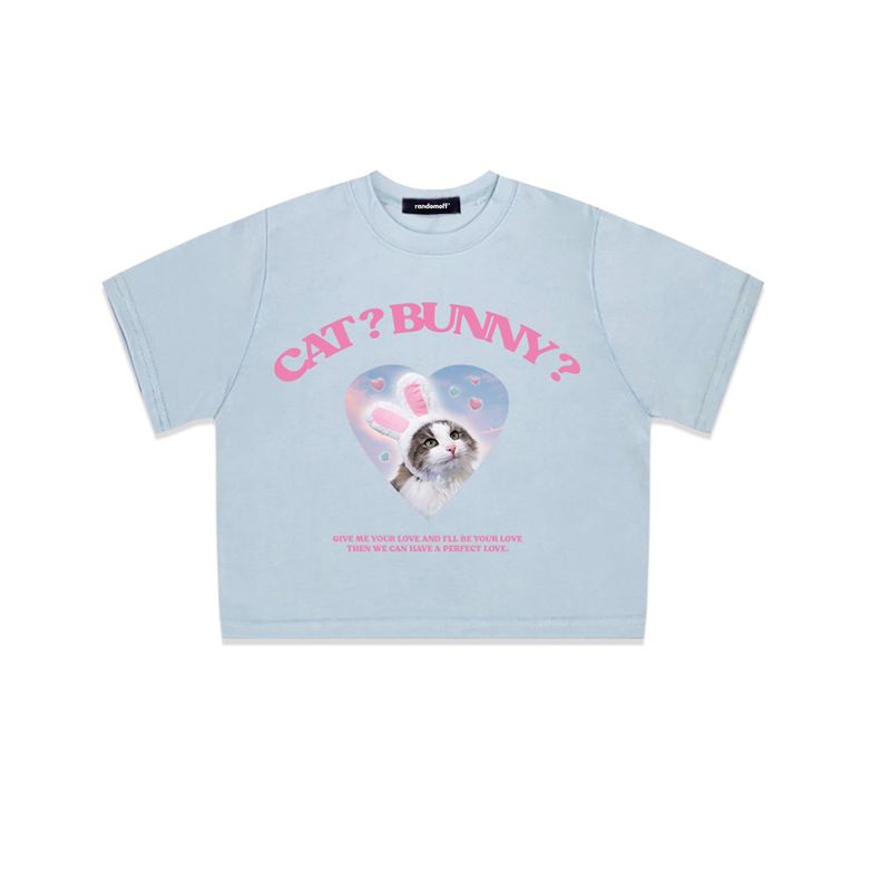 CAT&BUNNY CROP T-SHIRT [4COLOR]