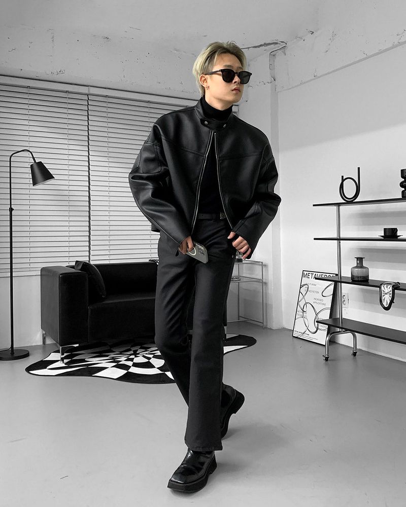 EN Coated Washing Bootcut Slim Pants