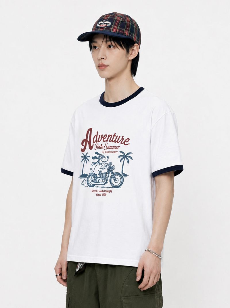 adventure into summer overfit ringer t-shirt (3color)
