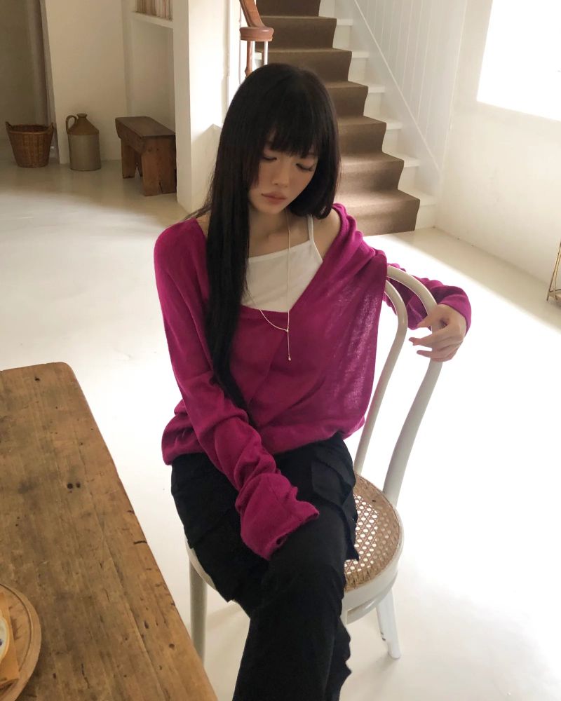 Ria Deep V-Neck Long-Sleeve Knit