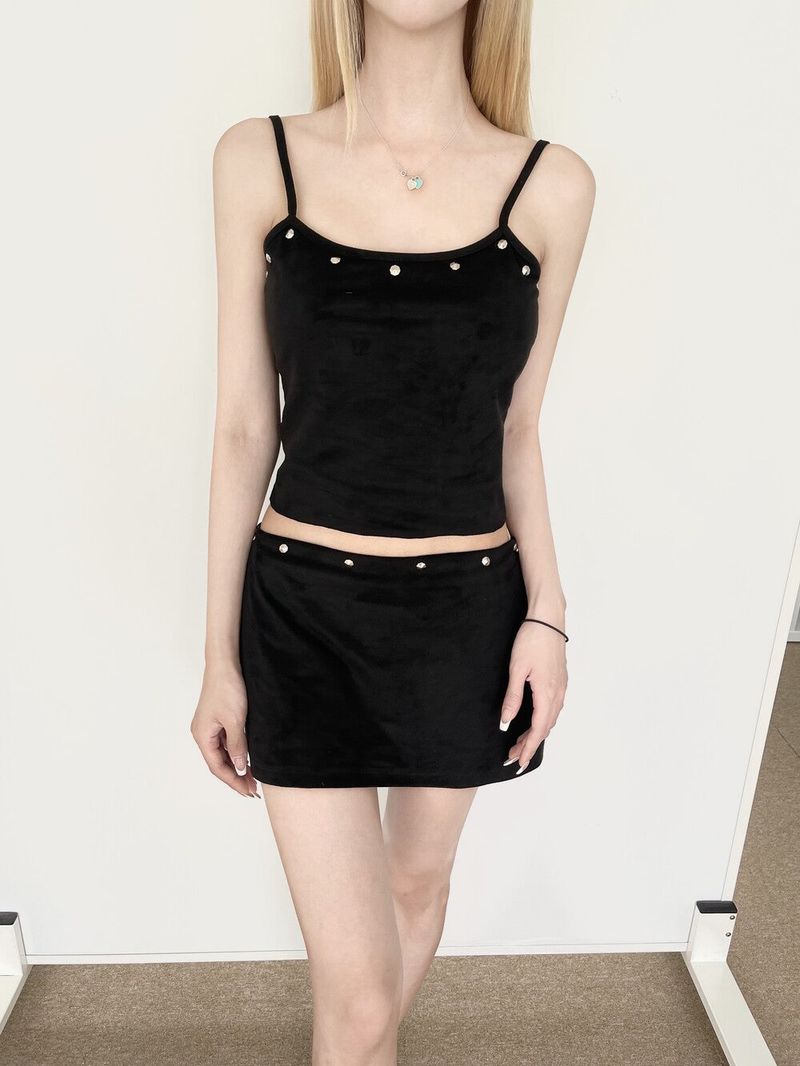 1360. Stud suede sleeveless (2color)
